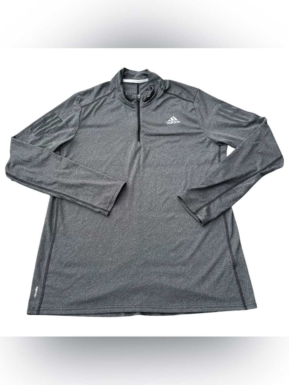 adidas Climate Running Gray Quarter-Zip Athletic Pullover Men’s Large